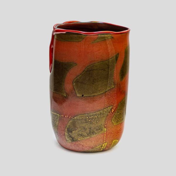 Murano Burnt orange and gold leaf inclusion glass vase by Nichetto