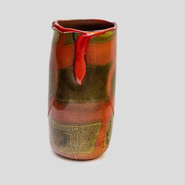 Murano Burnt orange and gold leaf inclusion glass vase by Nichetto