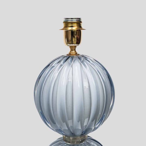Pair of light Pale blue-grey blown Murano glass table lamps