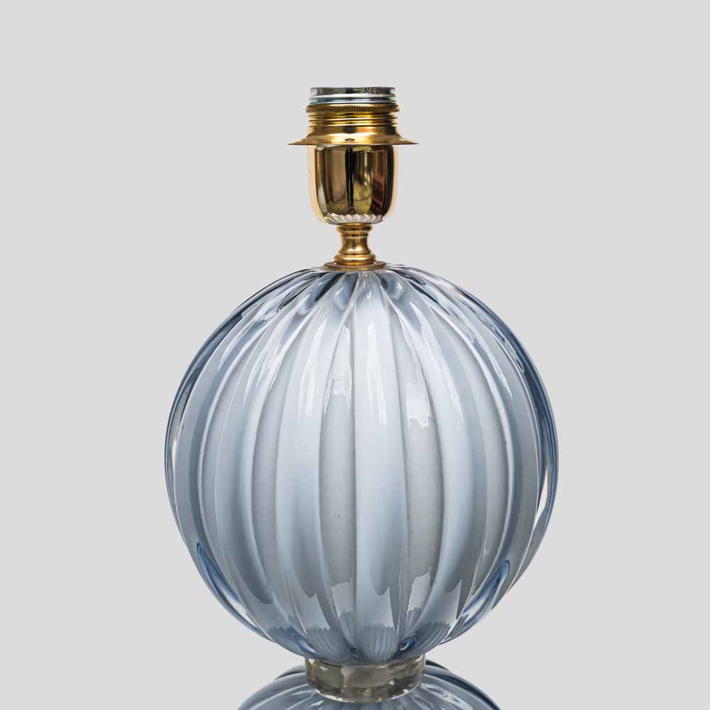 Pair of light Pale blue-grey blown Murano glass table lamps-FM612 (1)