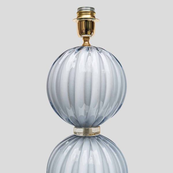 Pair of light Pale blue-grey blown Murano glass table lamps