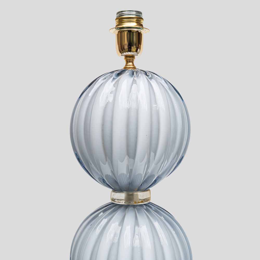 Pair of light Pale blue-grey blown Murano glass table lamps-FM612 (10)