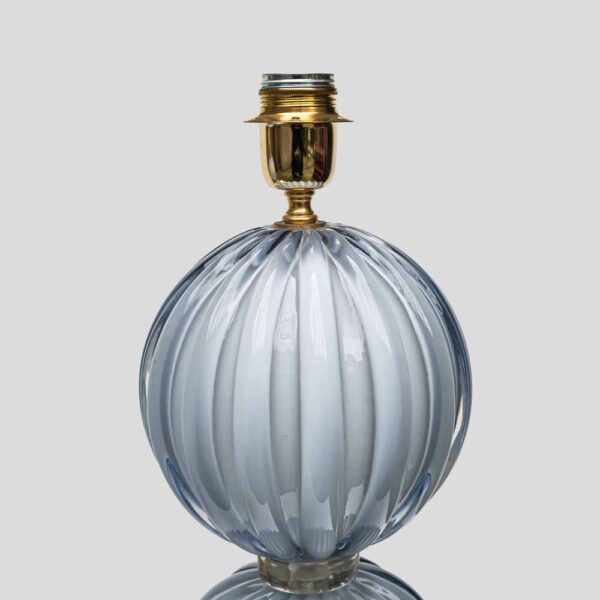 Pair of light Pale blue-grey blown Murano glass table lamps