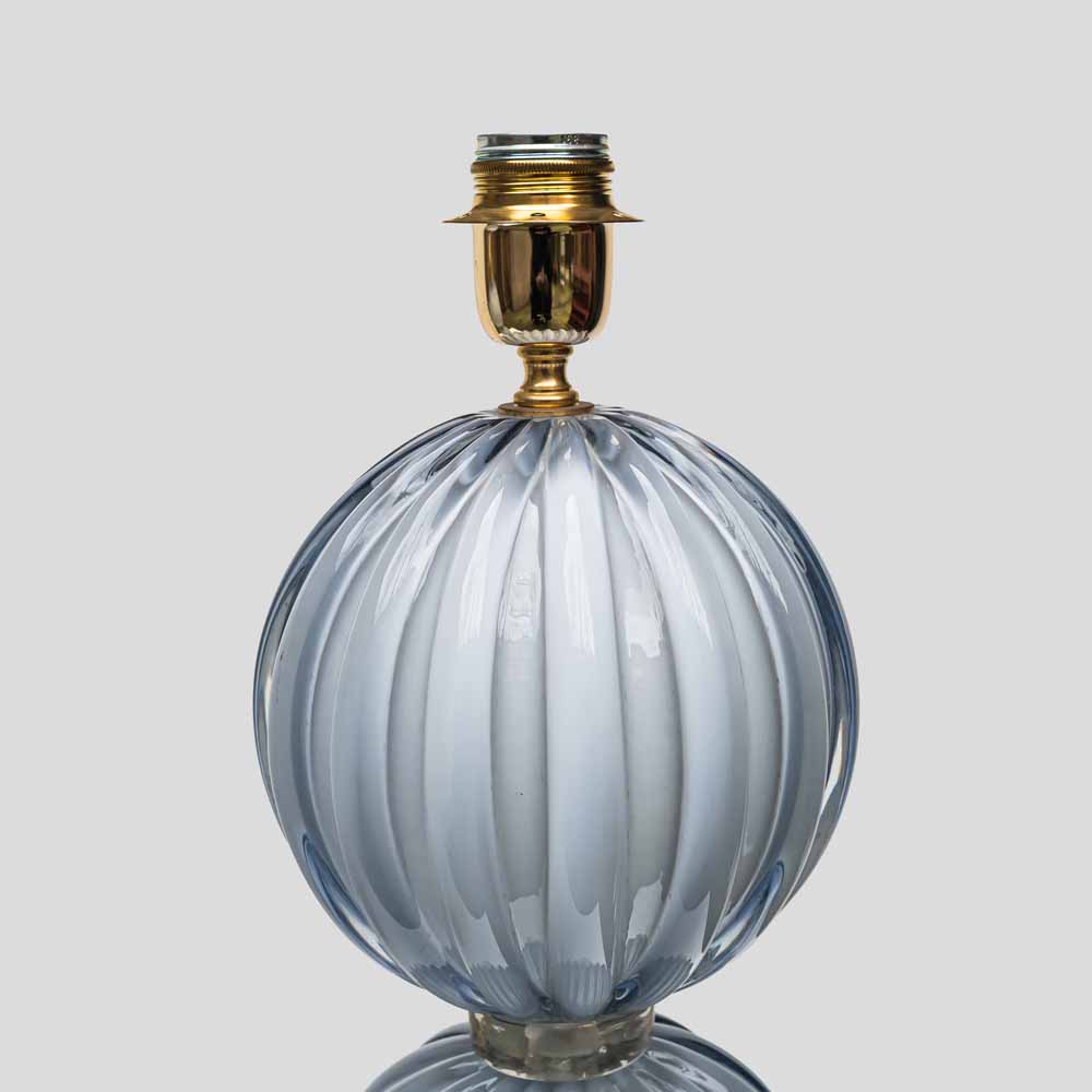 Pair of light Pale blue-grey blown Murano glass table lamps-FM612 (2)