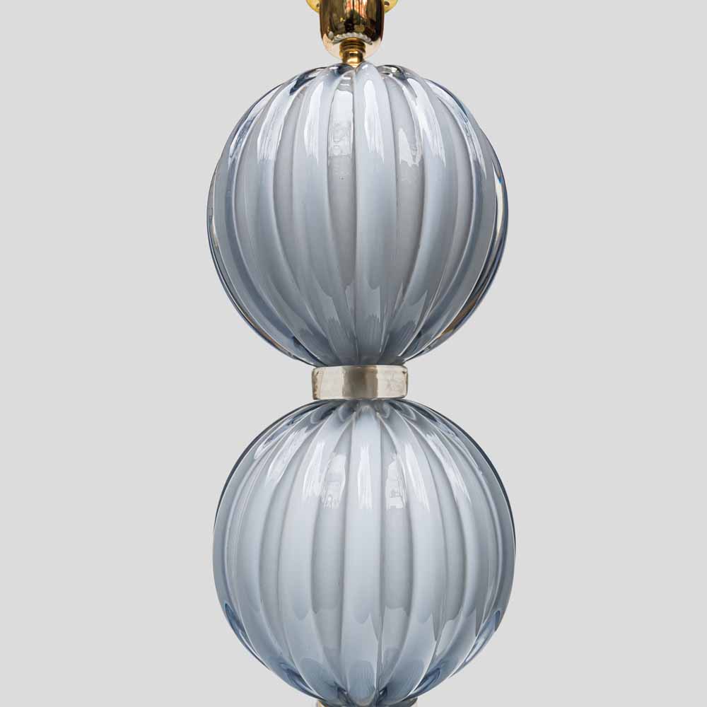 Pair of light Pale blue-grey blown Murano glass table lamps-FM612 (4)