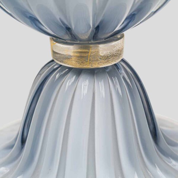 Pair of light Pale blue-grey blown Murano glass table lamps