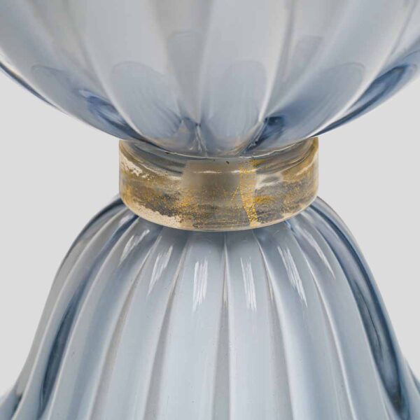 Pair of light Pale blue-grey blown Murano glass table lamps