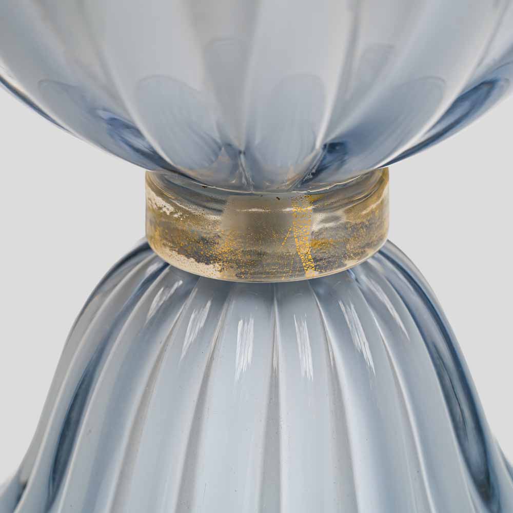 Pair of light Pale blue-grey blown Murano glass table lamps-FM612 (6)