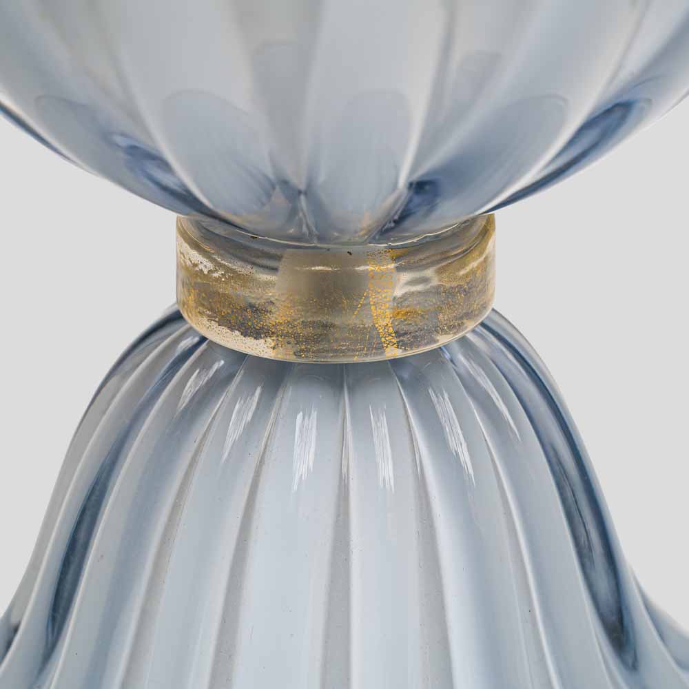 Pair of light Pale blue-grey blown Murano glass table lamps-FM612 (7)