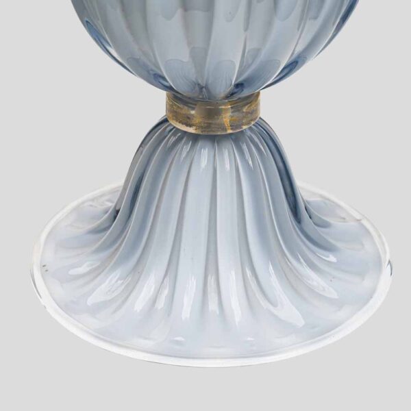 Pair of light Pale blue-grey blown Murano glass table lamps
