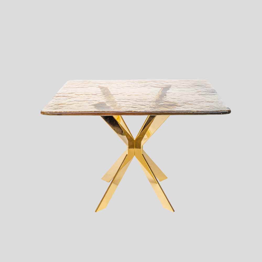 Pair of smoke amber glass gold plated metal base side tables-FM2532 (4)