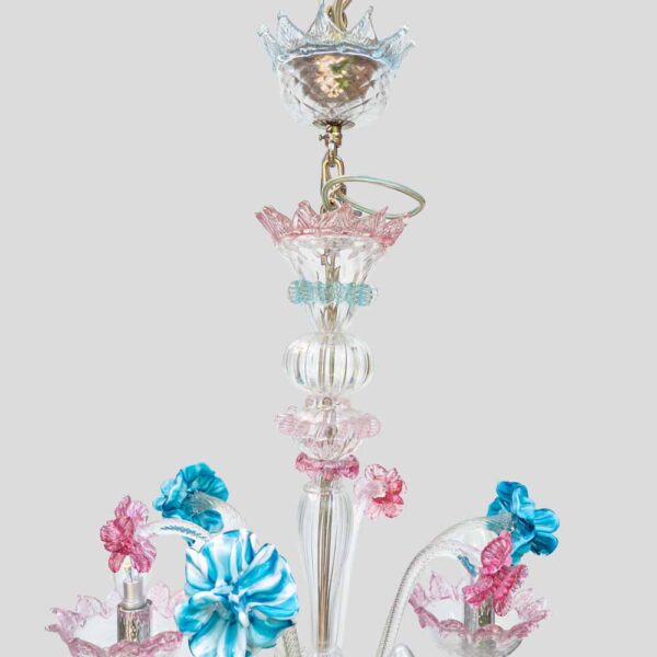 Venetian blown glass 3 arms with Multi color flower decor