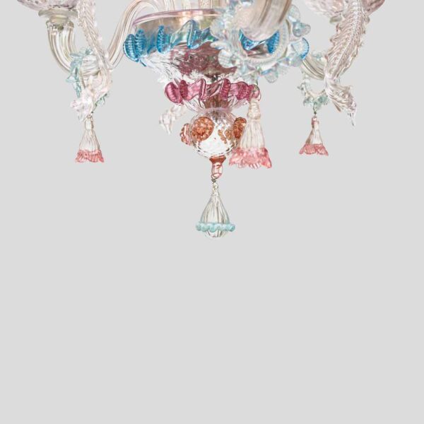 Venetian blown glass 3 arms with Multi color flower decor