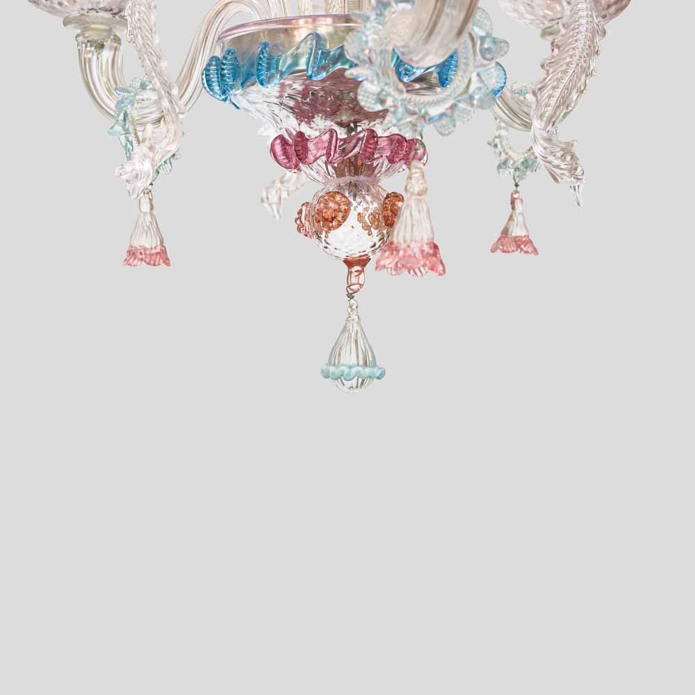 Venetian blown glass 3 arms with Multi color flower decor-FM267 (2)