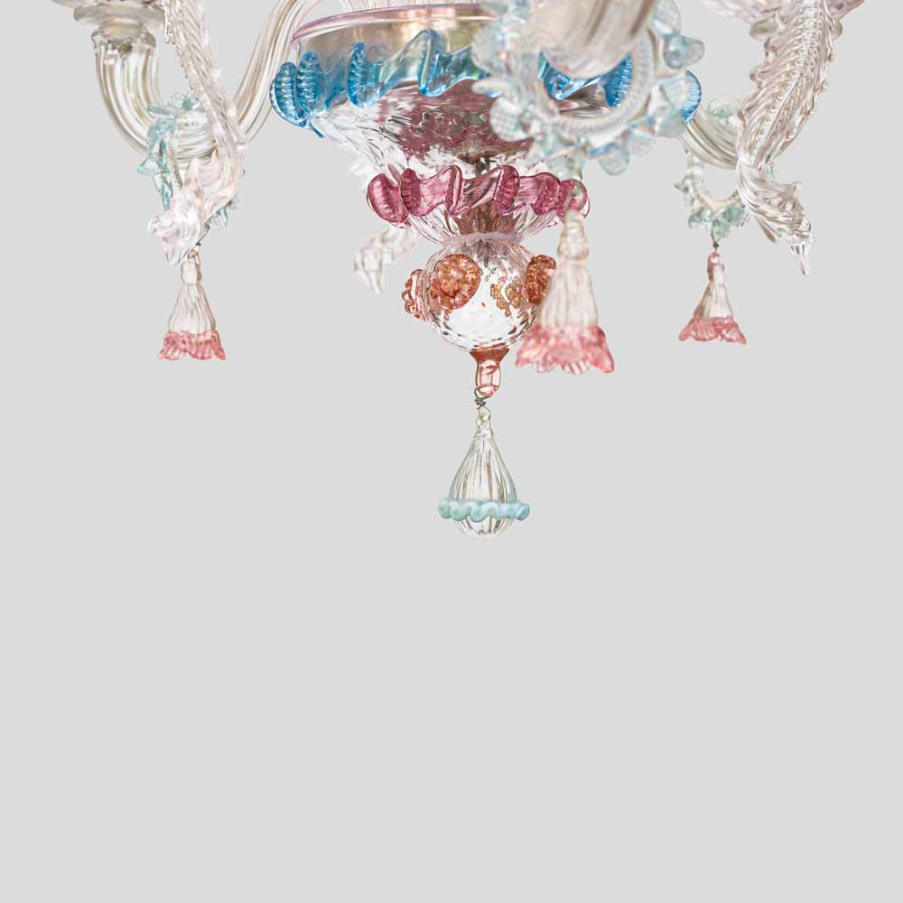 Venetian blown glass 3 arms with Multi color flower decor-FM267 (3)