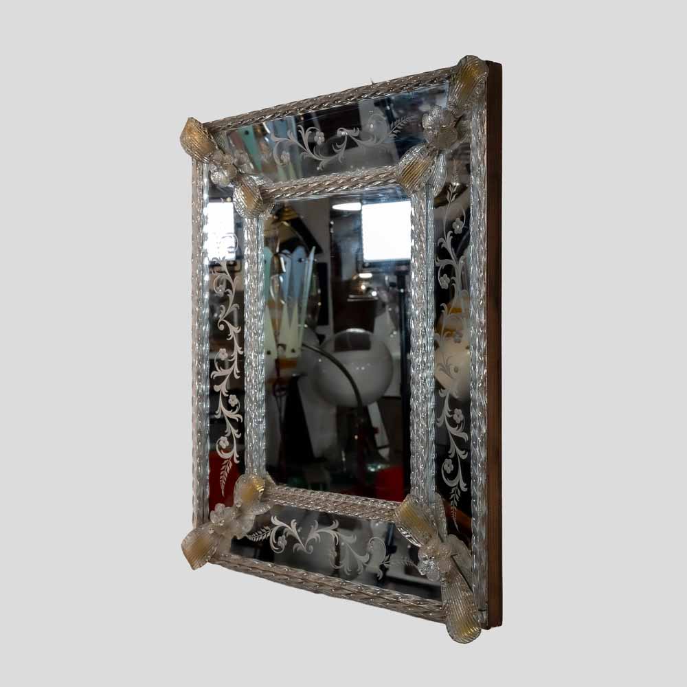 Vintage clear and gold Venetian glass mirror-FM2413 (1)