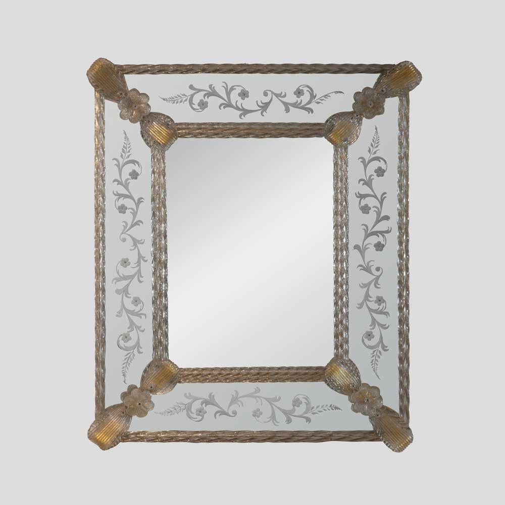 Vintage clear and gold Venetian glass mirror-FM2413 (6)