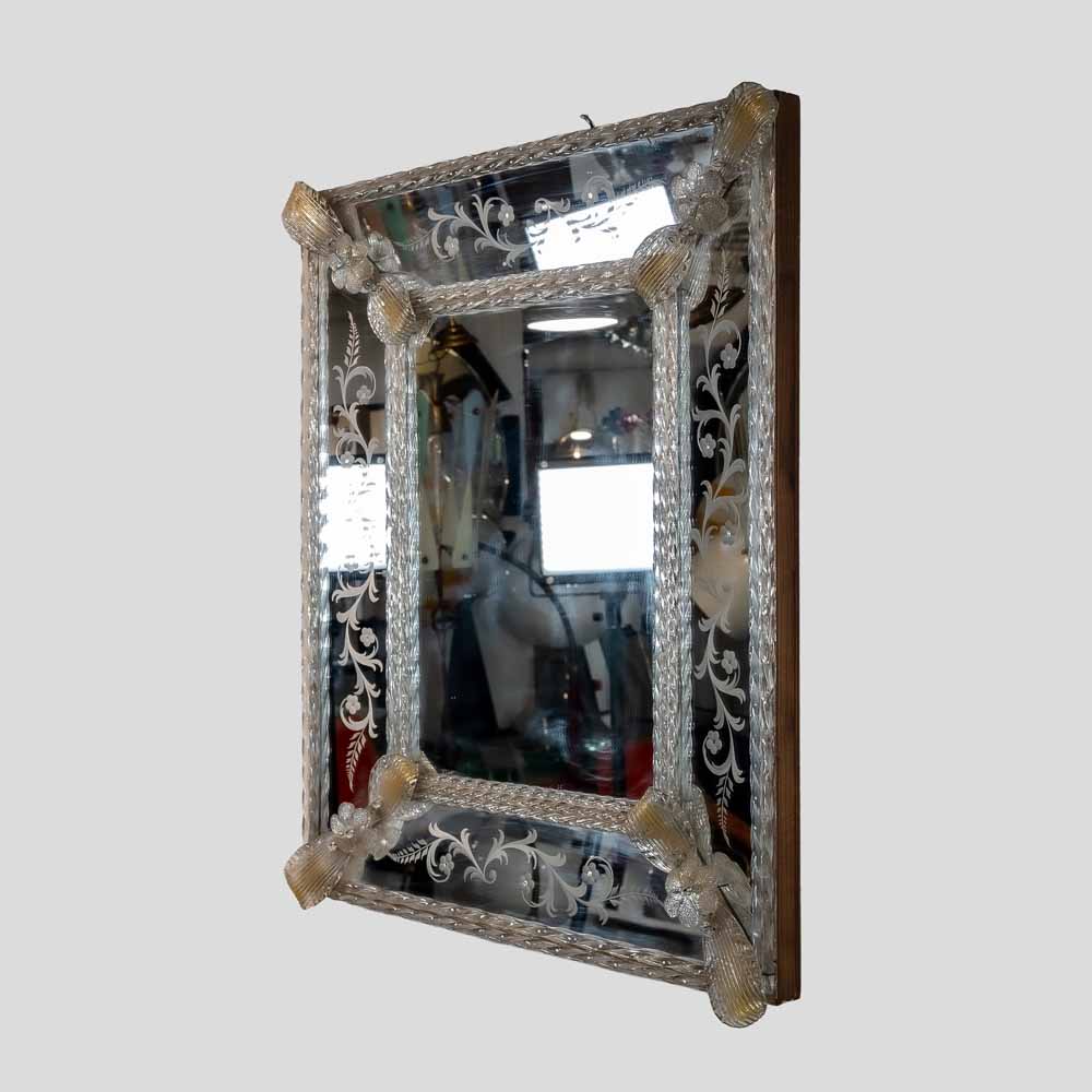 Vintage clear and gold Venetian glass mirror-FM2413