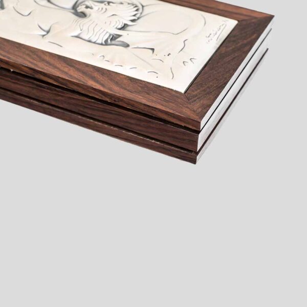 1970s wooden box with dragon & horse decor by Ottaviani