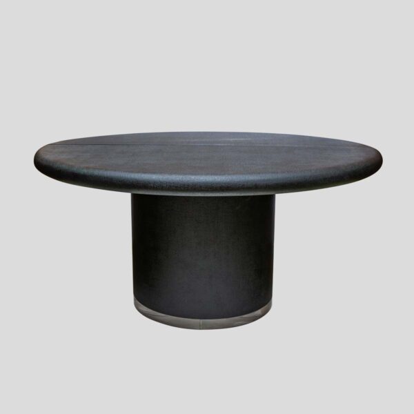 Pair Black lacquer demi lune consoles tables or dining table