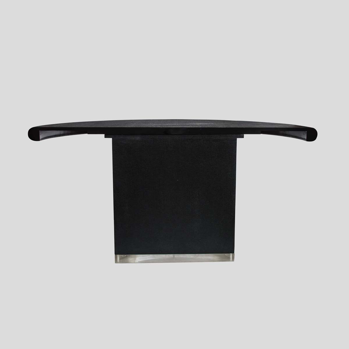 Pair Black lacquer demi lune consoles tables or dining tableFM2533 (12)
