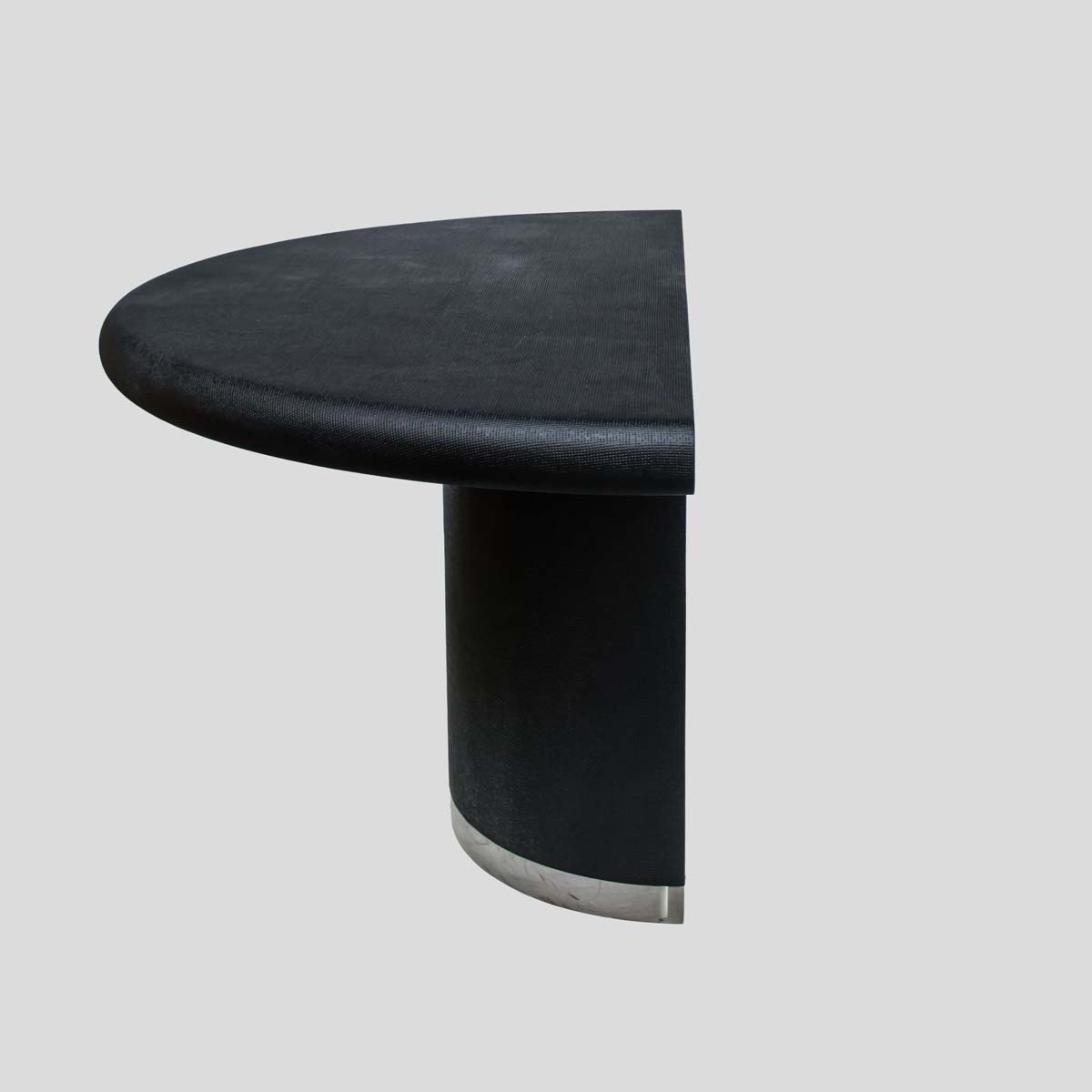 Pair Black lacquer demi lune consoles tables or dining tableFM2533 (14)
