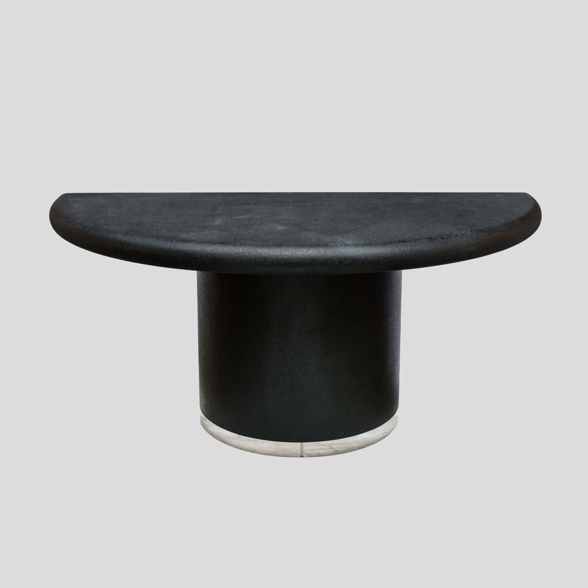 Pair Black lacquer demi lune consoles tables or dining tableFM2533 (16)