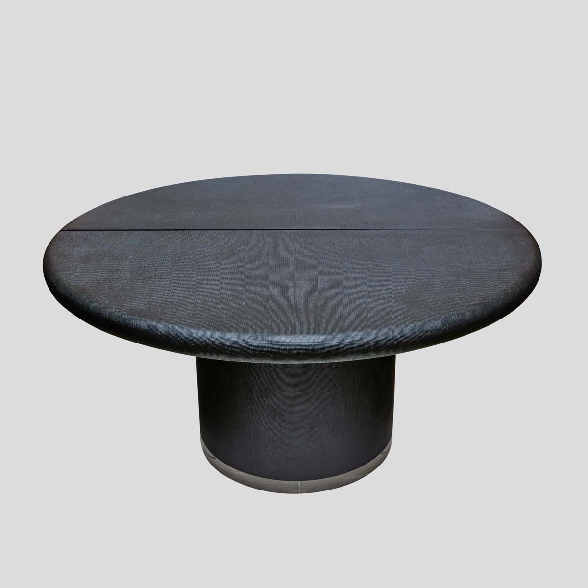 Pair Black lacquer demi lune consoles tables or dining tableFM2533 (2)
