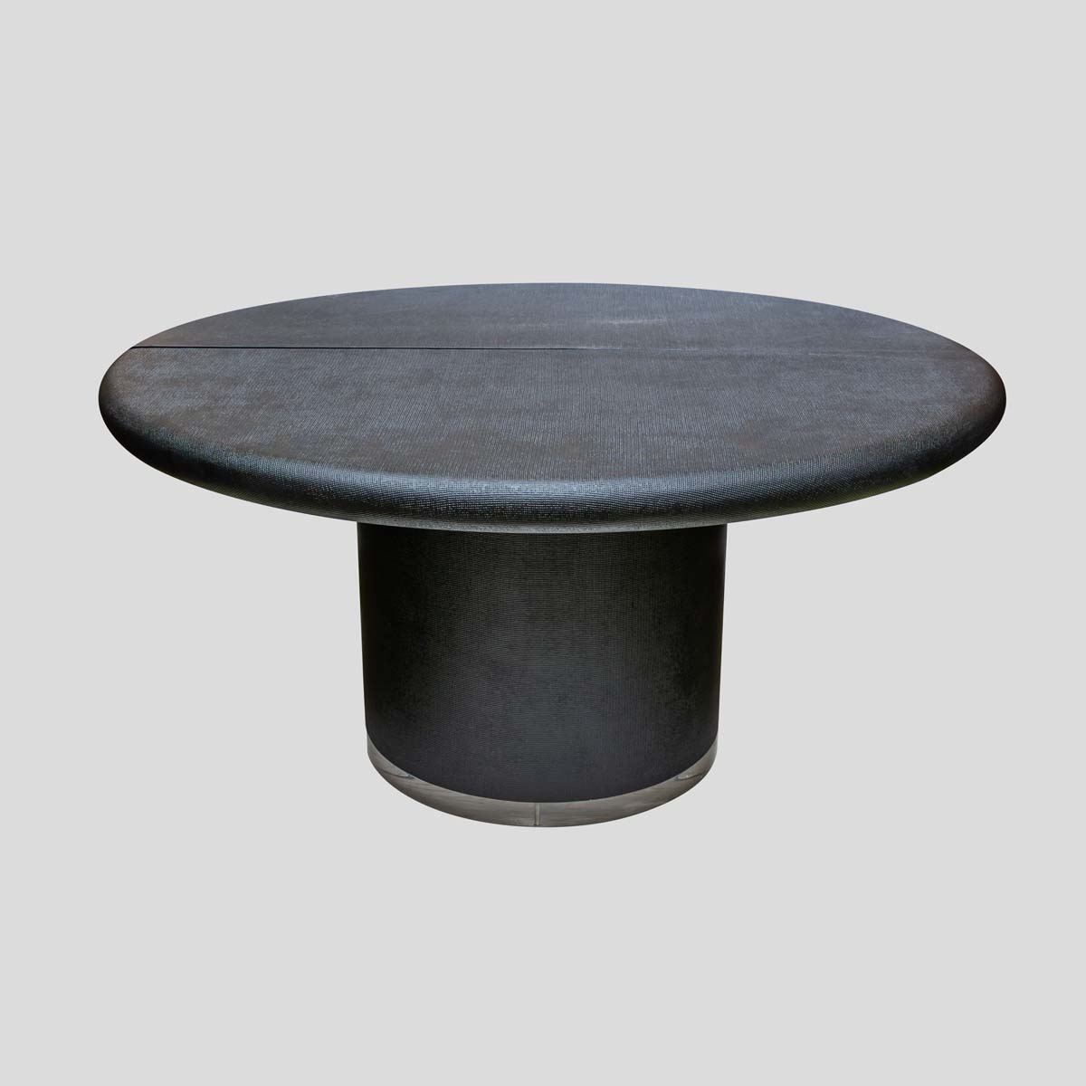 Pair Black lacquer demi lune consoles tables or dining tableFM2533 (3)
