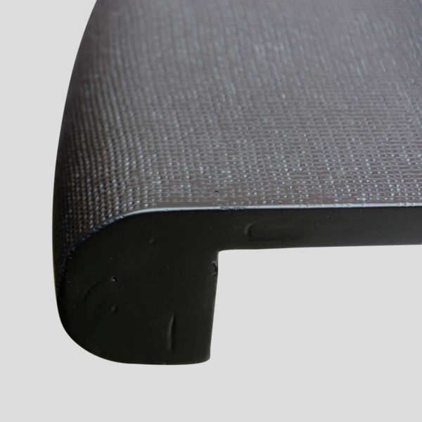 Pair Black lacquer demi lune consoles tables or dining table