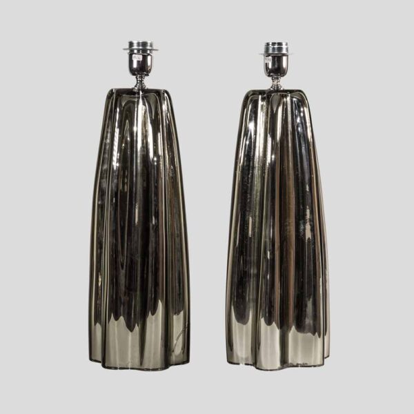 Pair of Fluted mirrored Murano Glass Table Lamps by Alberto Donà