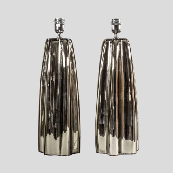 Pair of Fluted mirrored Murano Glass Table Lamps by Alberto Donà