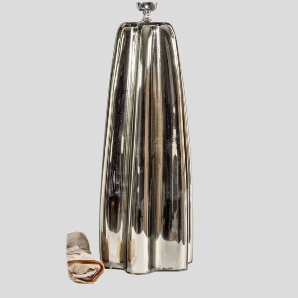 Pair of Fluted mirrored Murano Glass Table Lamps by Alberto Donà