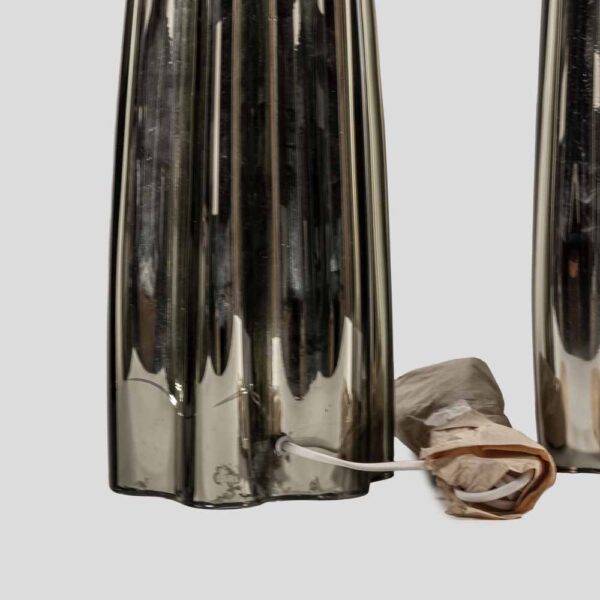 Pair of Fluted mirrored Murano Glass Table Lamps by Alberto Donà