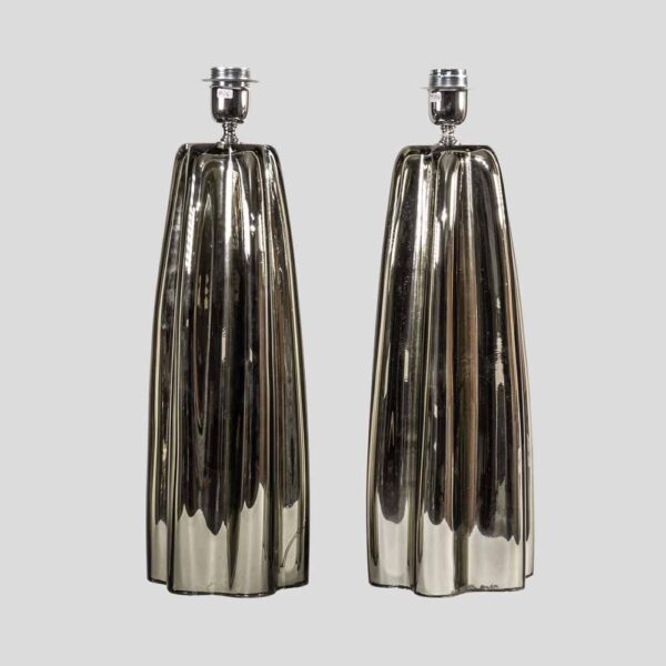 Pair of Fluted mirrored Murano Glass Table Lamps by Alberto Donà