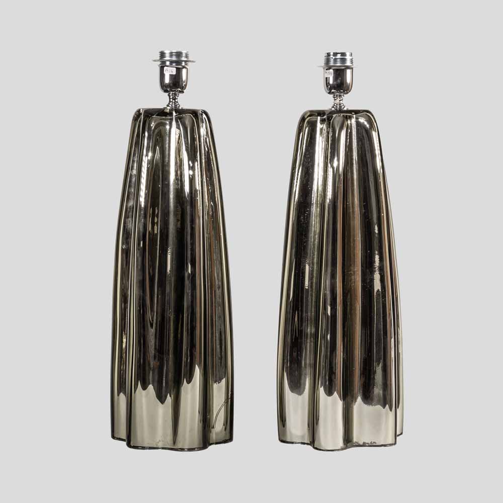 Pair of Fluted mirrored Murano Glass Table Lamps by Alberto Donà-FM1924