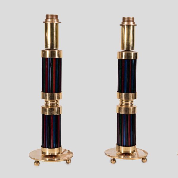 Pair of Murano glass and brass table lamps with Gucci inspired shades