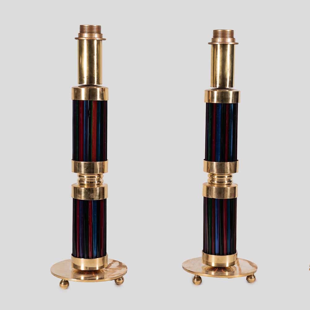 Pair of Murano glass and brass table lamps with Gucci inspired shades-FM2477 (11)
