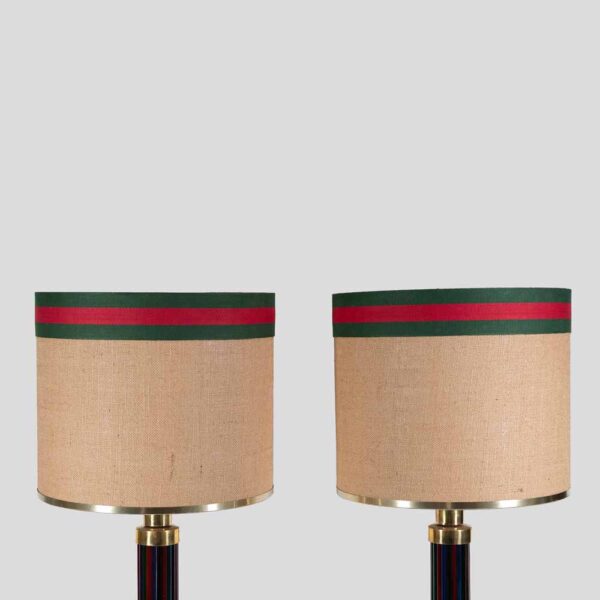 Pair of Murano glass and brass table lamps with Gucci inspired shades