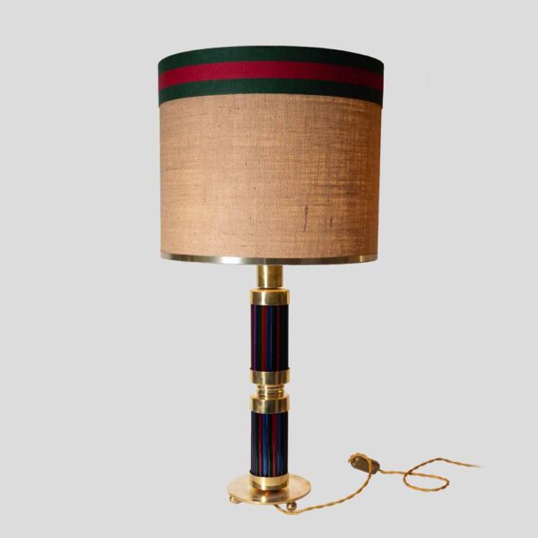Pair of Murano glass and brass table lamps with Gucci inspired shades