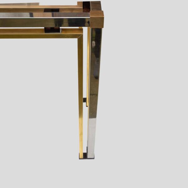 Brass and Chrome metal console table Italian by Romeo Rega