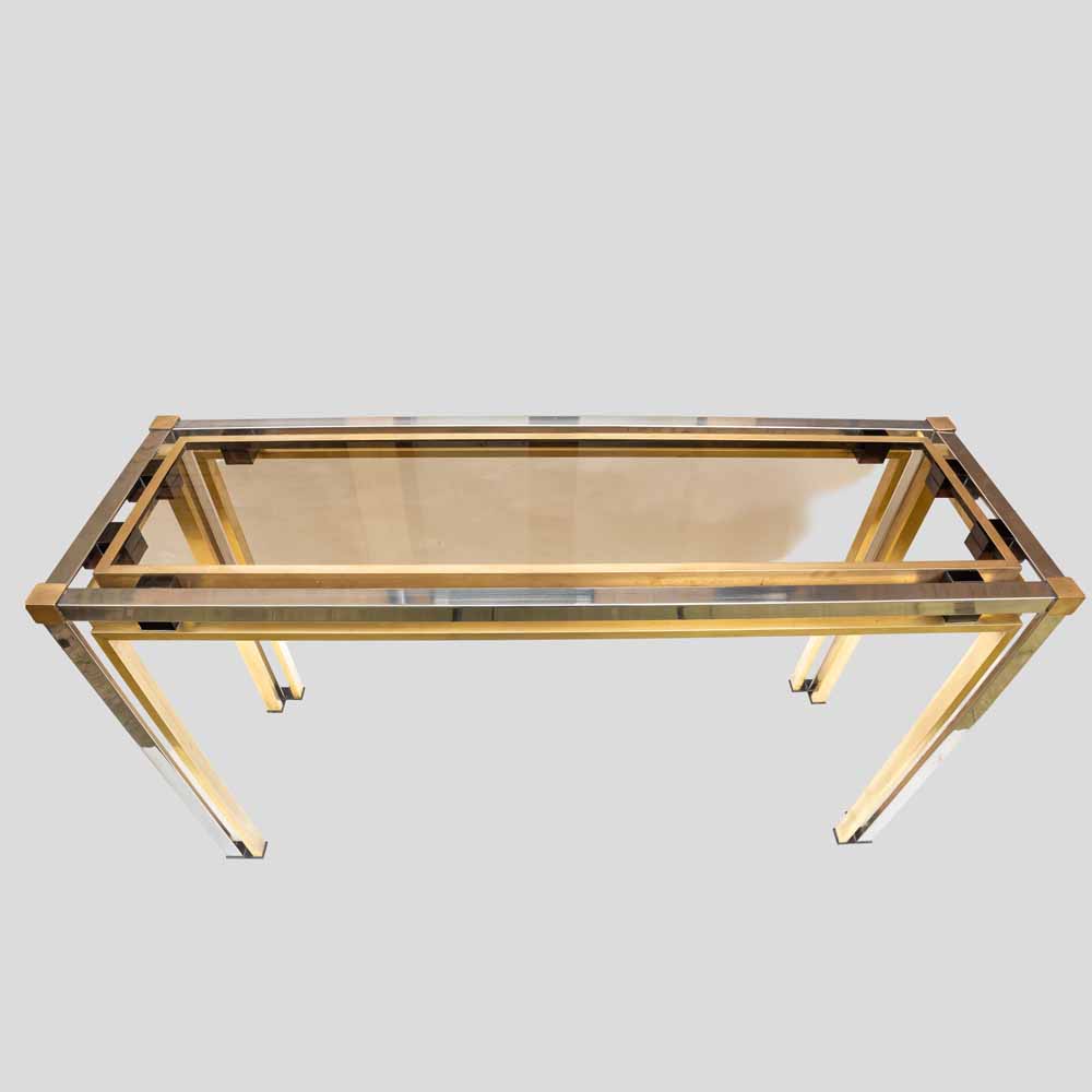Romeo Rega design chrome and brass console table-FM2028 (4)