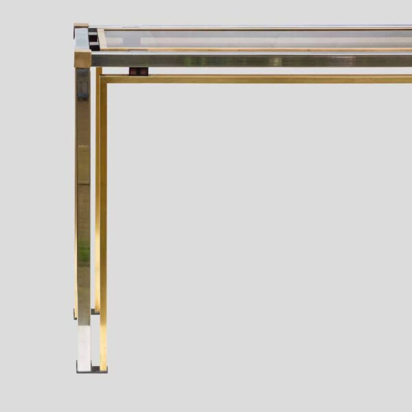 Brass and Chrome metal console table Italian by Romeo Rega