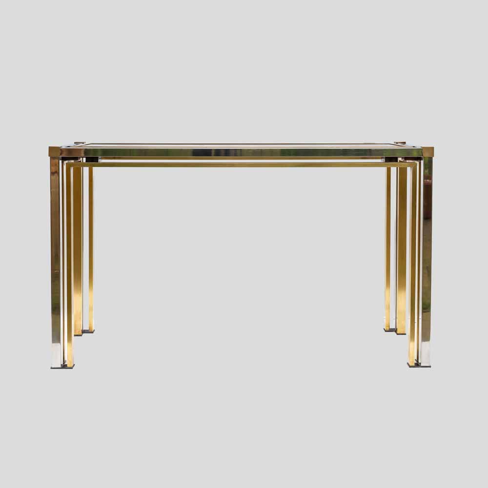 Romeo Rega design chrome and brass console table-FM2028