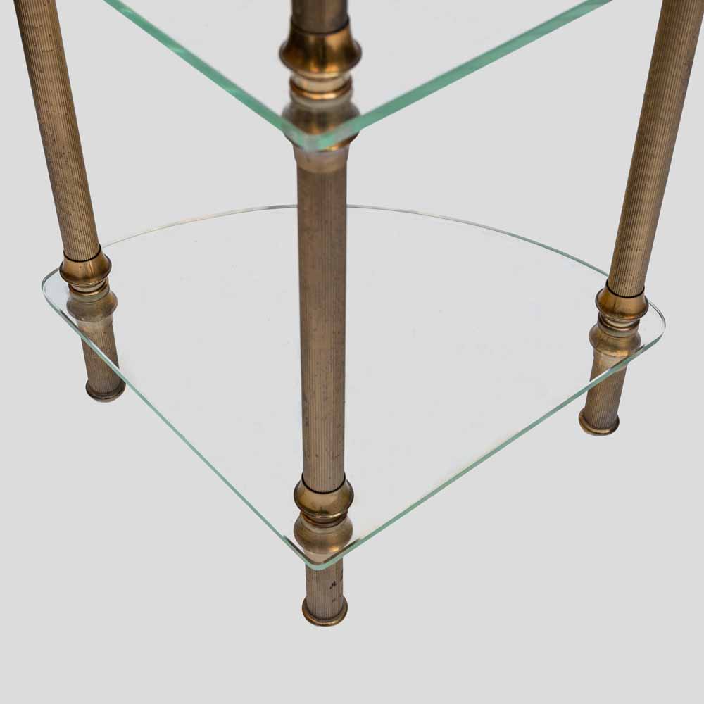 Vintage Italian 3 tier glass and brass quarter shape side table-FM2514 (2)