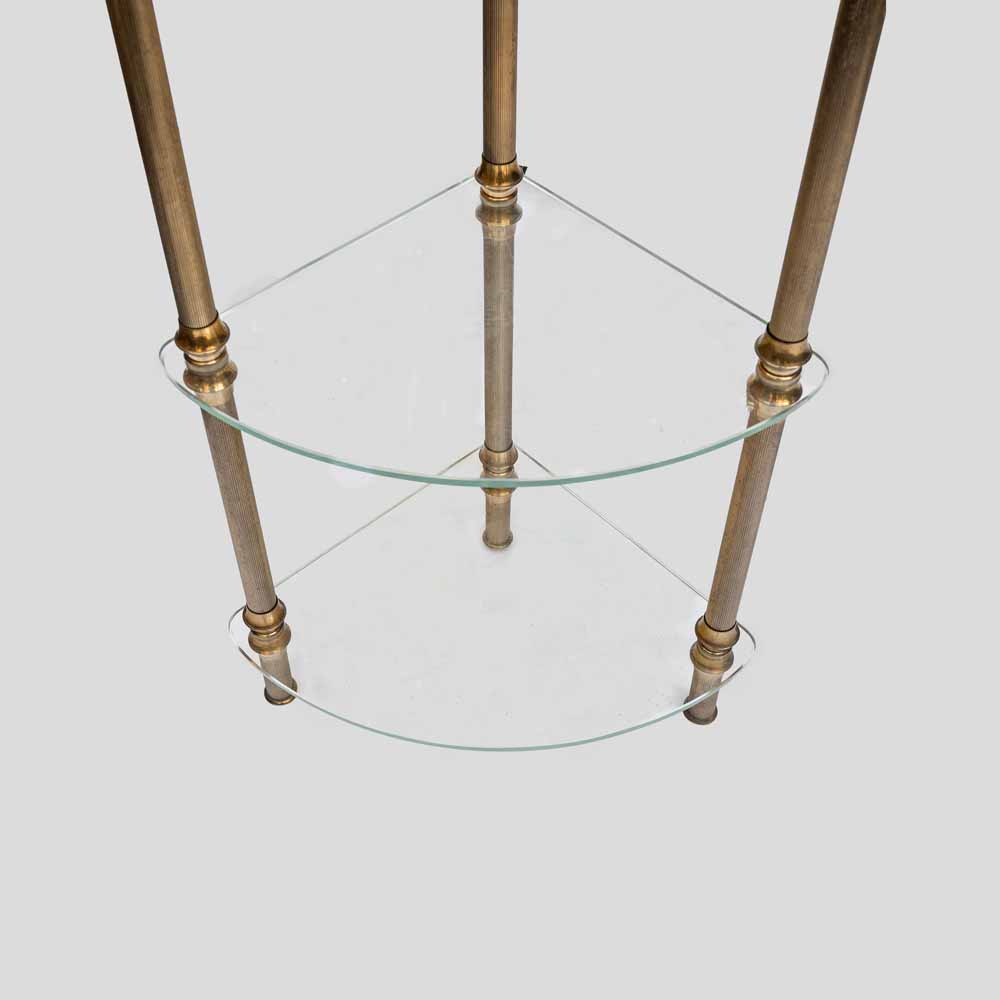 Vintage Italian 3 tier glass and brass quarter shape side table-FM2514 (3)