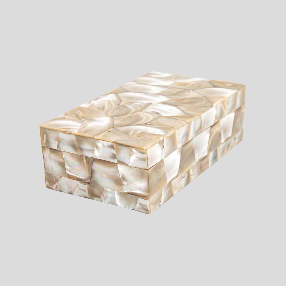 White mother of pearl decorated box-FM2456 (7)