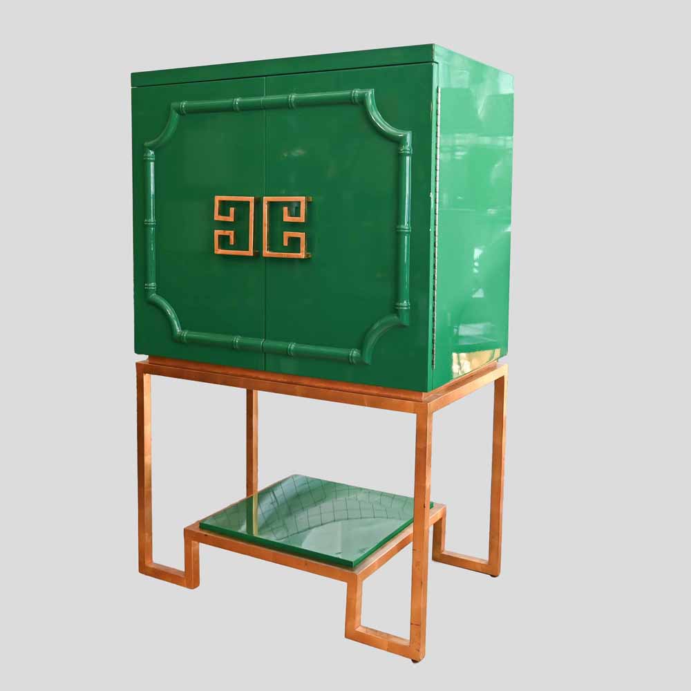 1980s Anna green lacquer Hollywood regency drink cabinet -FM2521 (10)