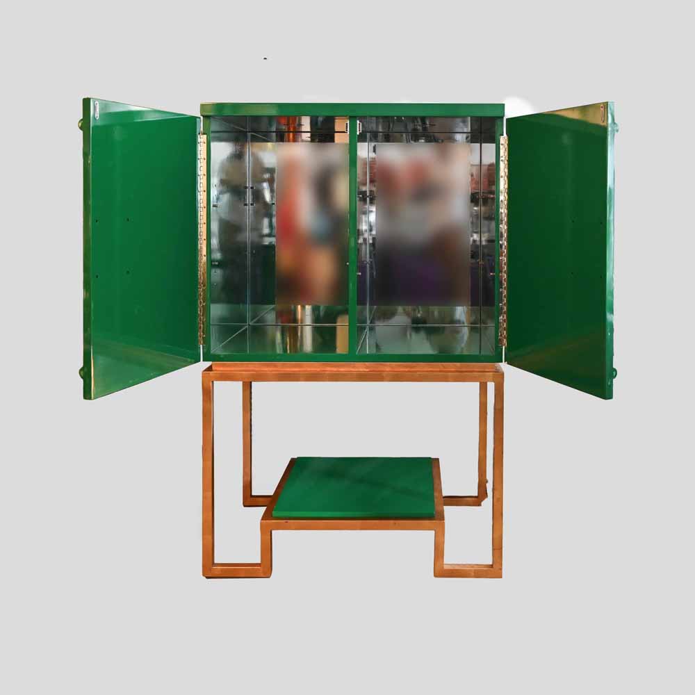 1980s Anna green lacquer Hollywood regency drink cabinet -FM2521 (11)
