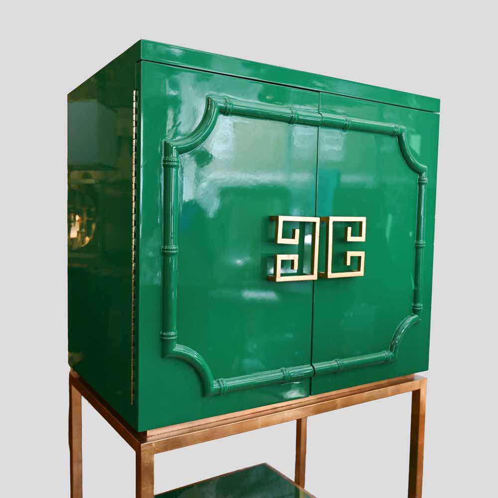 1980s Anna green lacquer Hollywood regency drink cabinet -FM2521 (12)